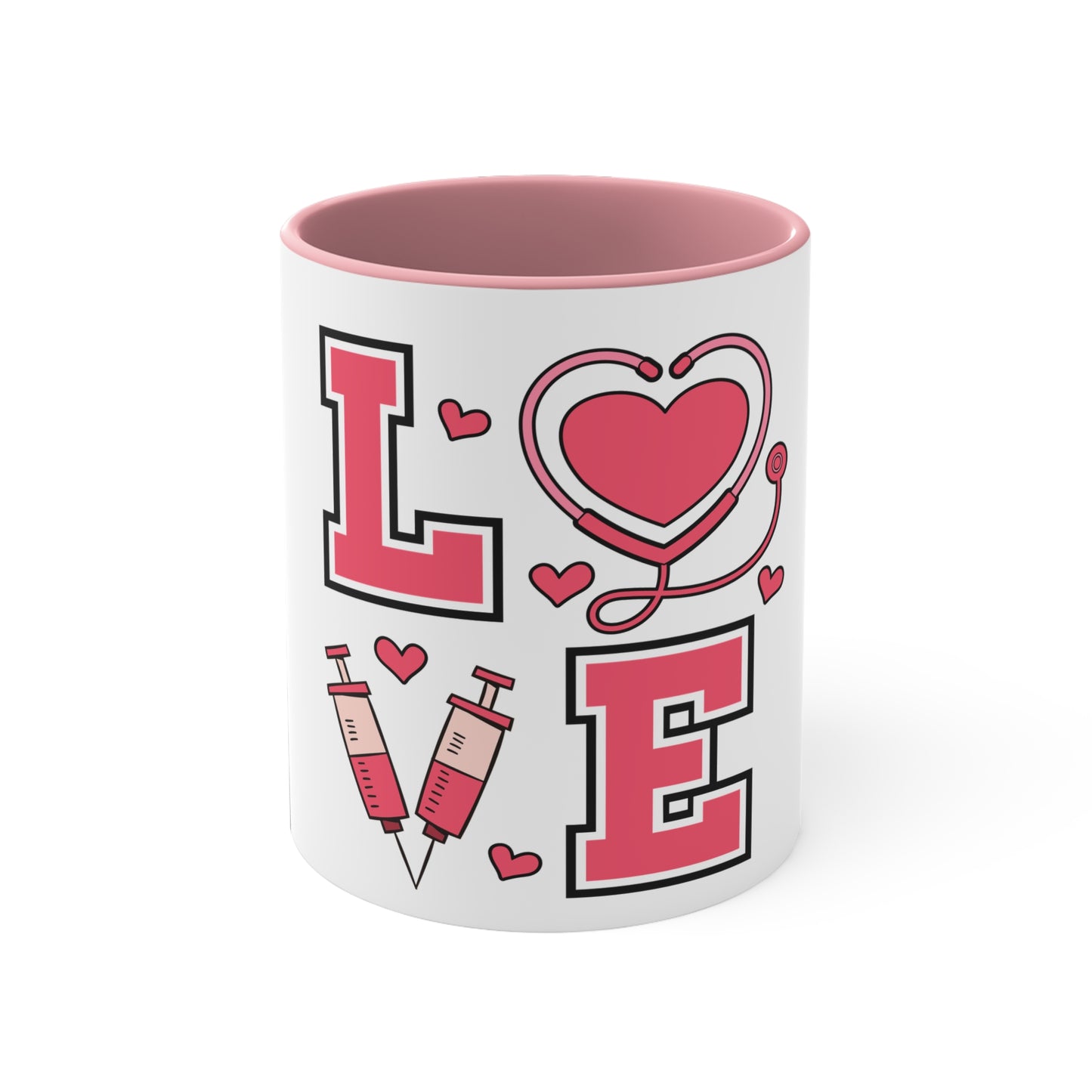 LOVE, Colorful Accent Mugs, 11oz