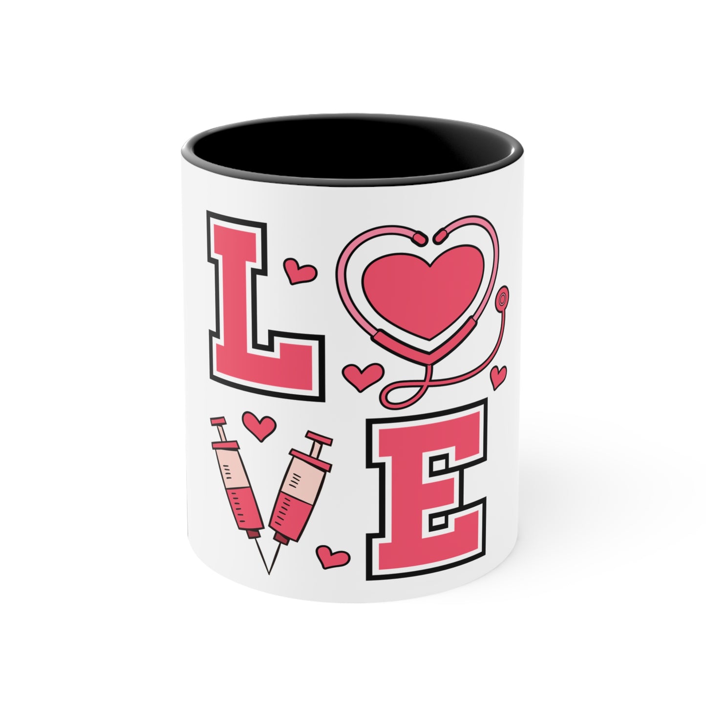 LOVE, Colorful Accent Mugs, 11oz